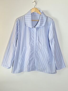 Vitamin Light Blue & White Striped Button-Front shirt Jacket Size Med